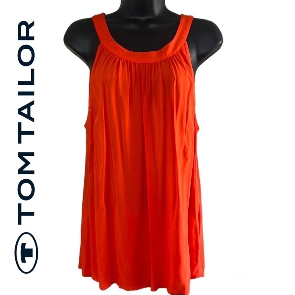 Tom Tailor Hot Orange/Red Round Neck Loose Style Top Size US 8